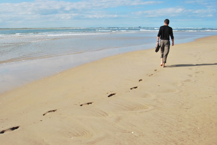 Bamburgh to Budle Bay Footsteps on the beach